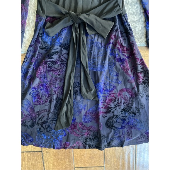 Y2K CKM black Blue Purple Crushed Velvet dress. Size Medium Goth‎ Grunge - Picture 7 of 11